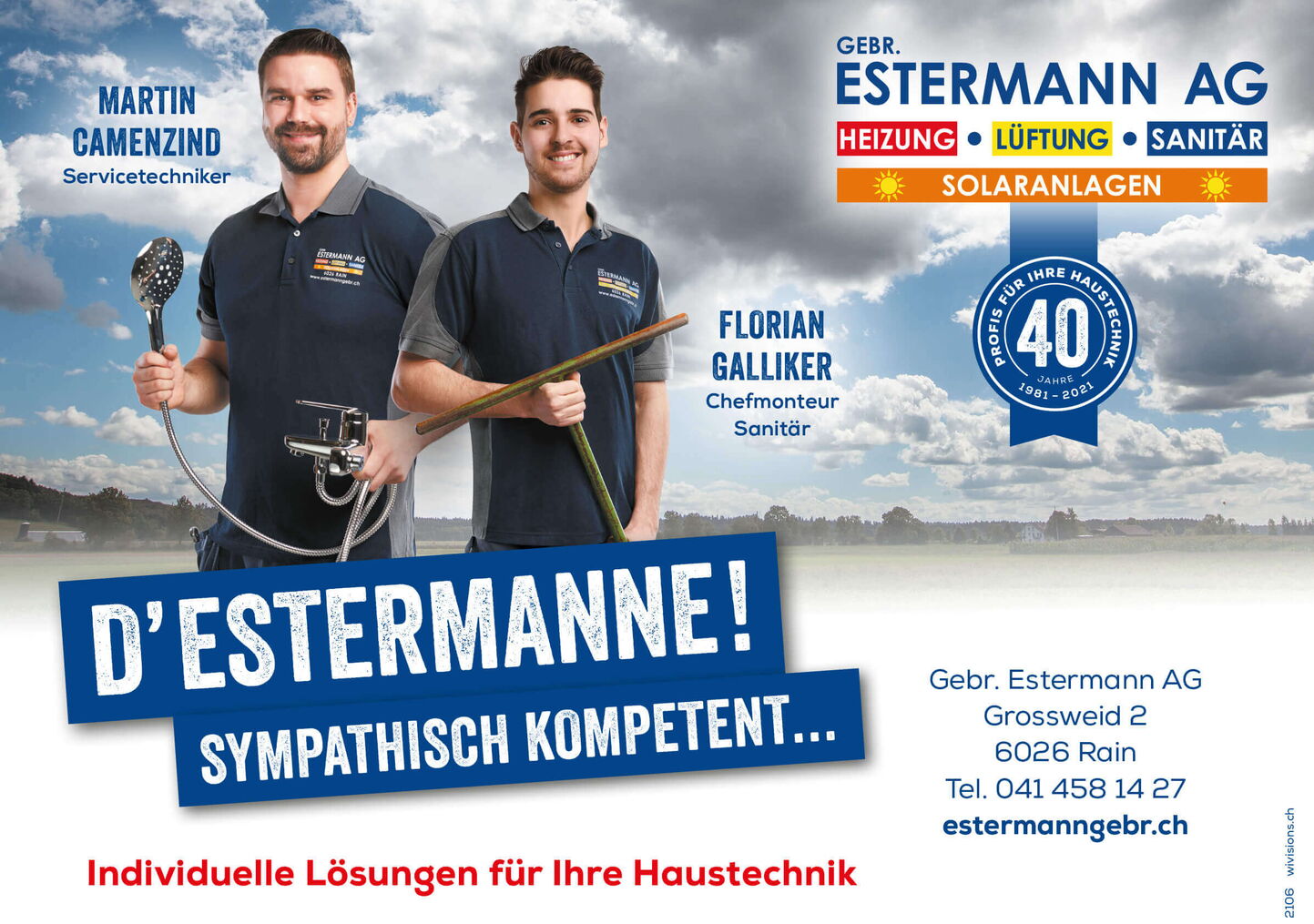 Grafiker Luzern - Inserategestaltung und digitale Bildretusche von Mitarbeiterfotos