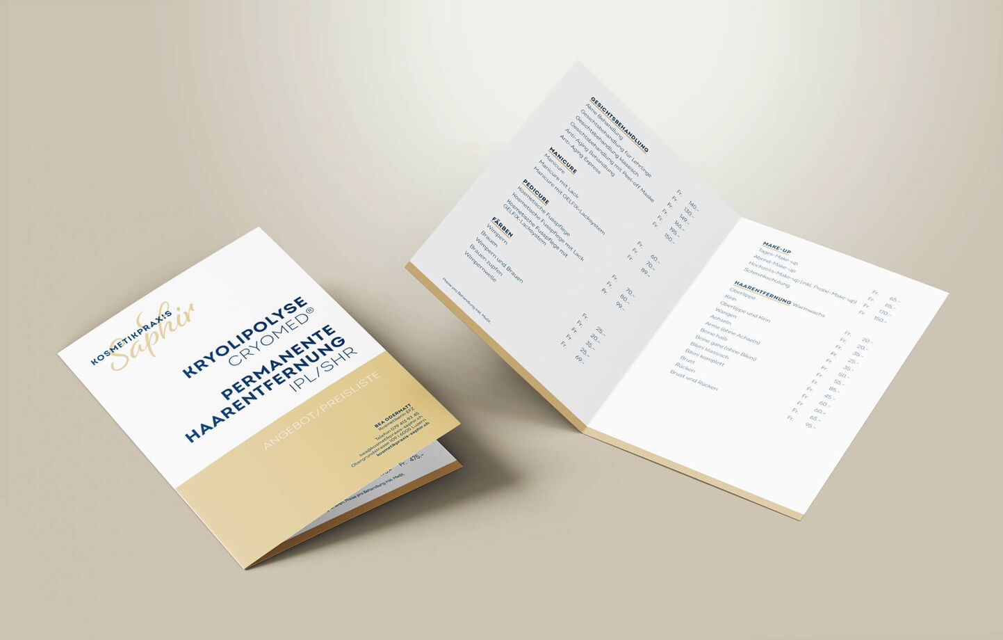 Grafiker Luzern - Angebotsflyer und Preislistengestaltung für Kosmetikpraxis