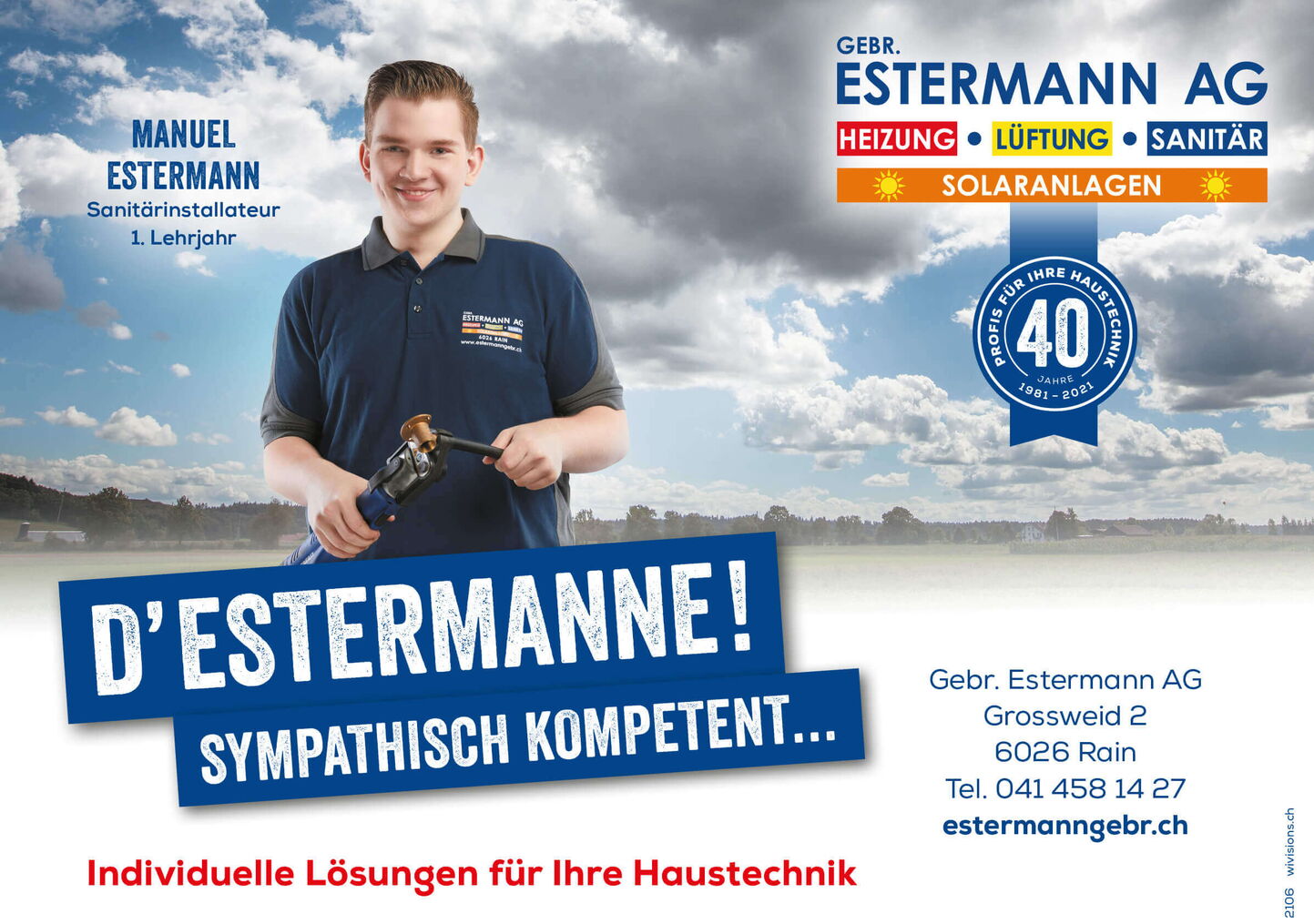 Grafiker Luzern - Inserategestaltung und mit Handwerker-Lehrling