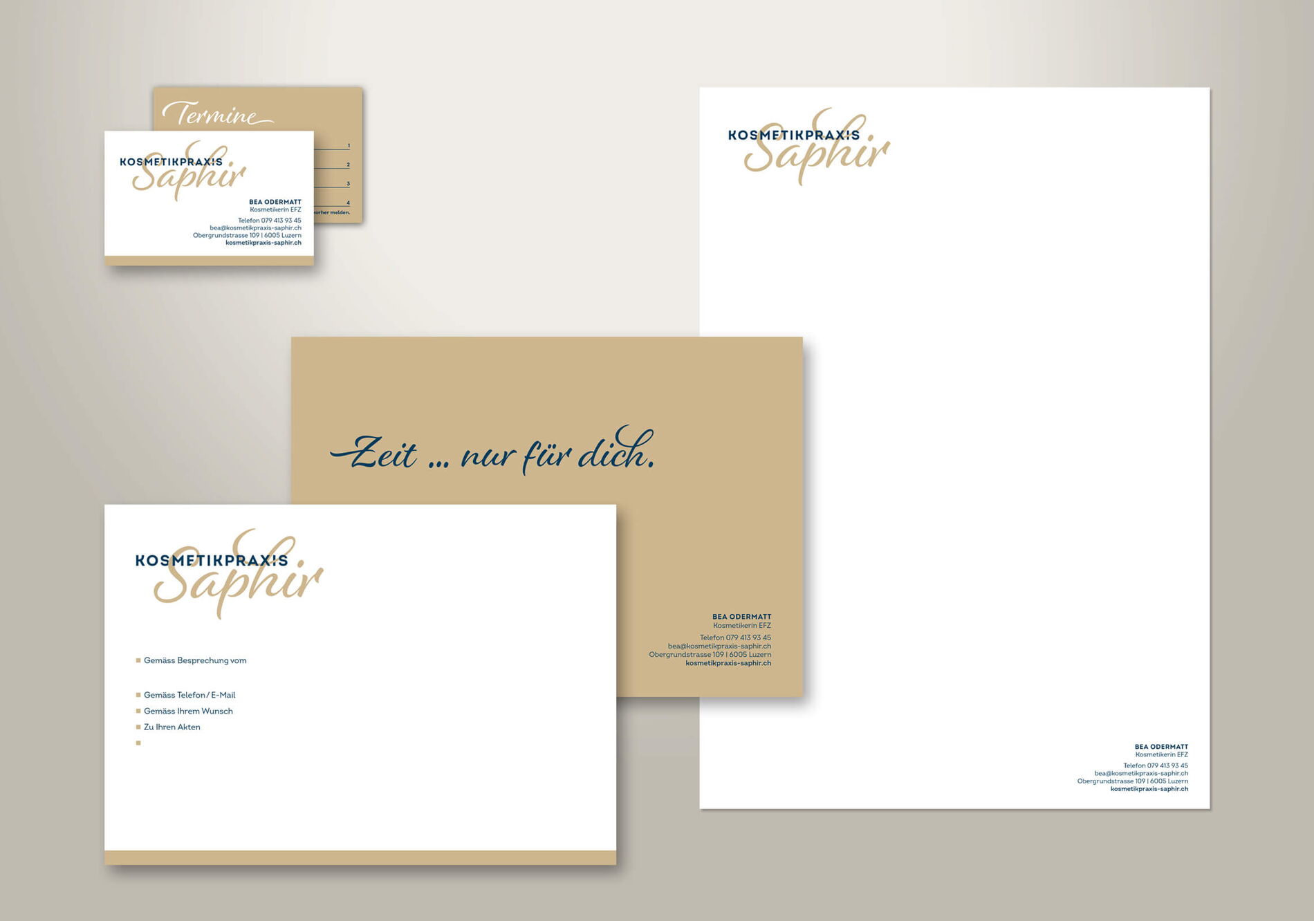 Grafiker Luzern - Gestaltung von Geschätfsdrucksachen für Kosmetikpraxis