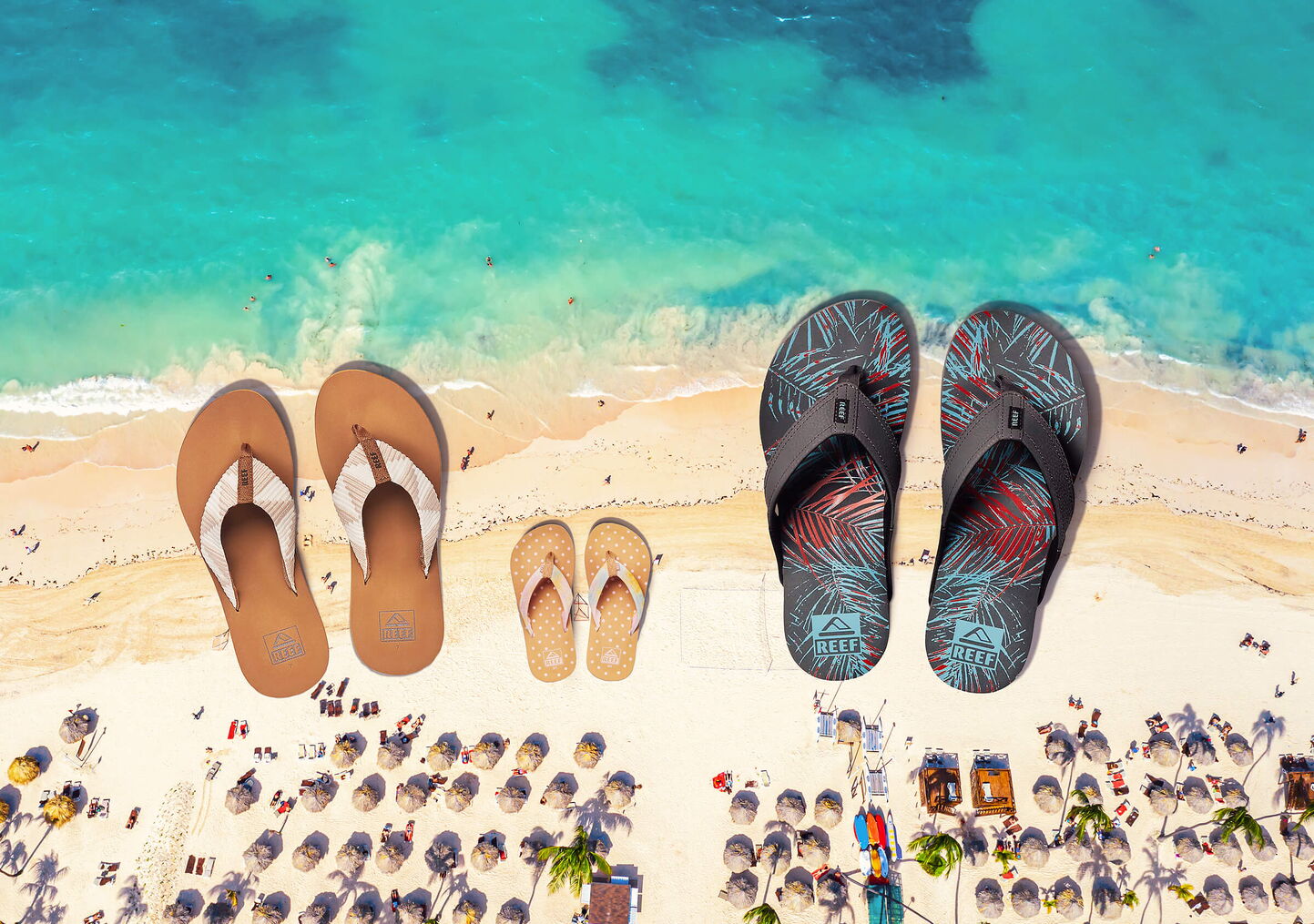 Werbefotografie und professionelle Bildretusche für Reef Sandalen Anzeige